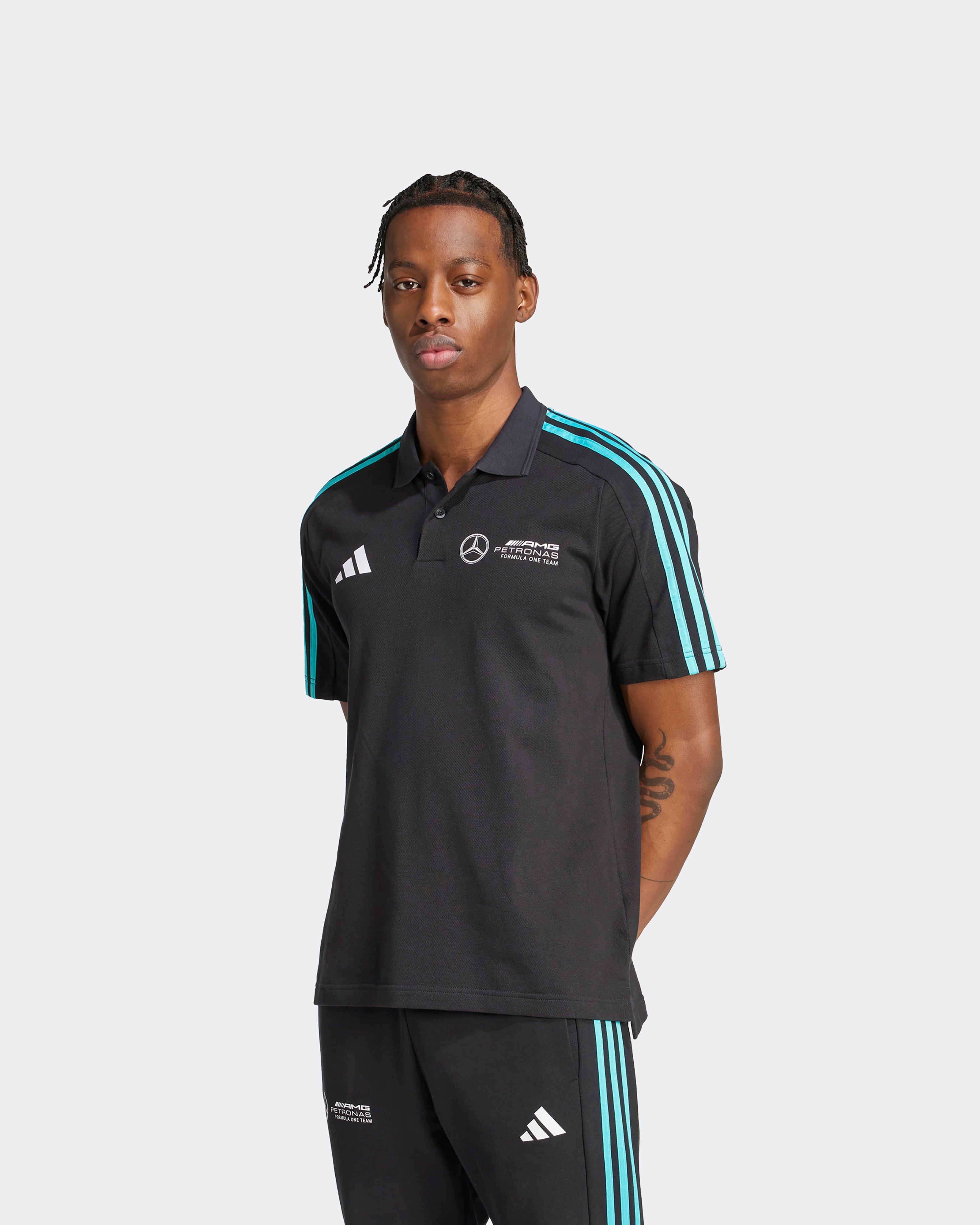 Mens DNA Polo Black Official Mercedes-AMG PETRONAS F1 Team Store