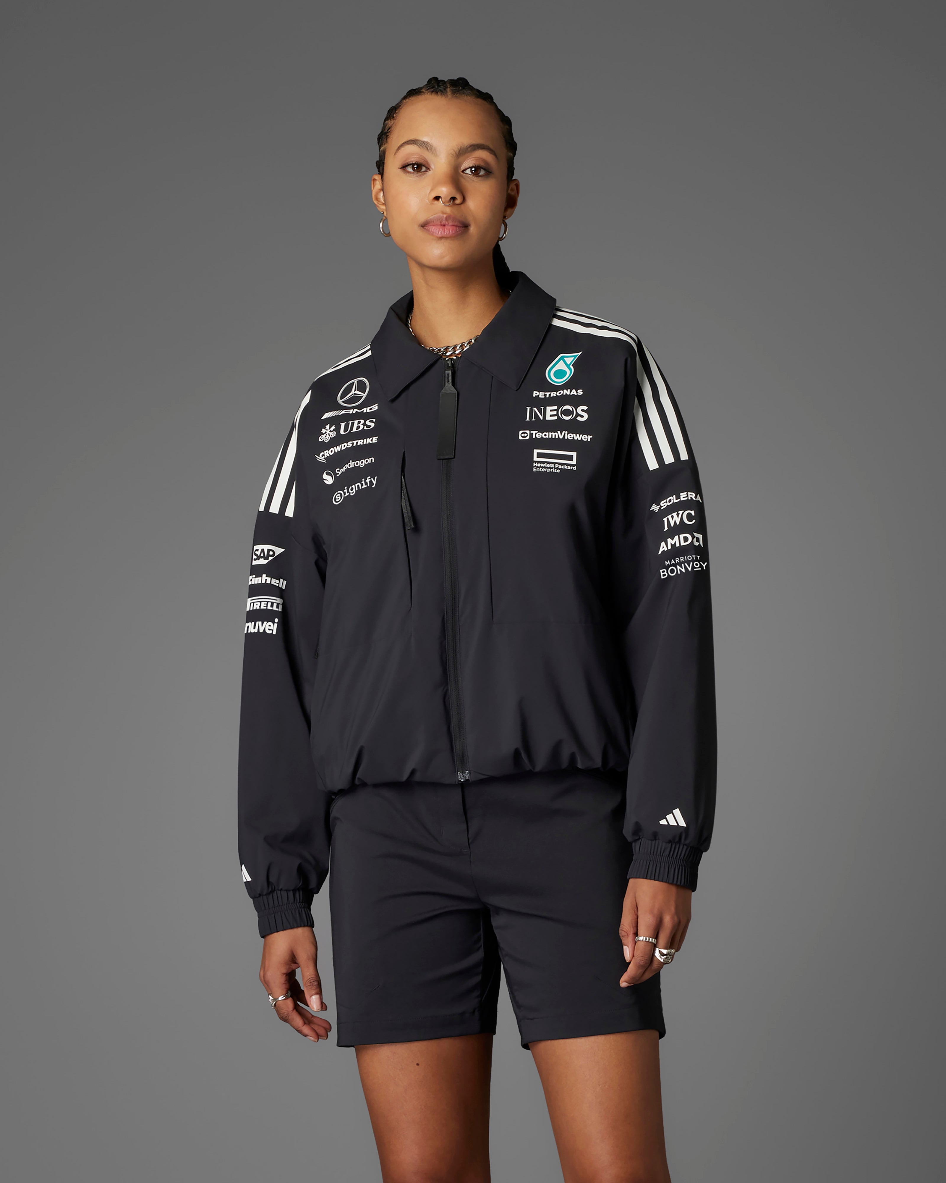 Womens 2025 Team Jacket Black Official Mercedes-AMG PETRONAS F1