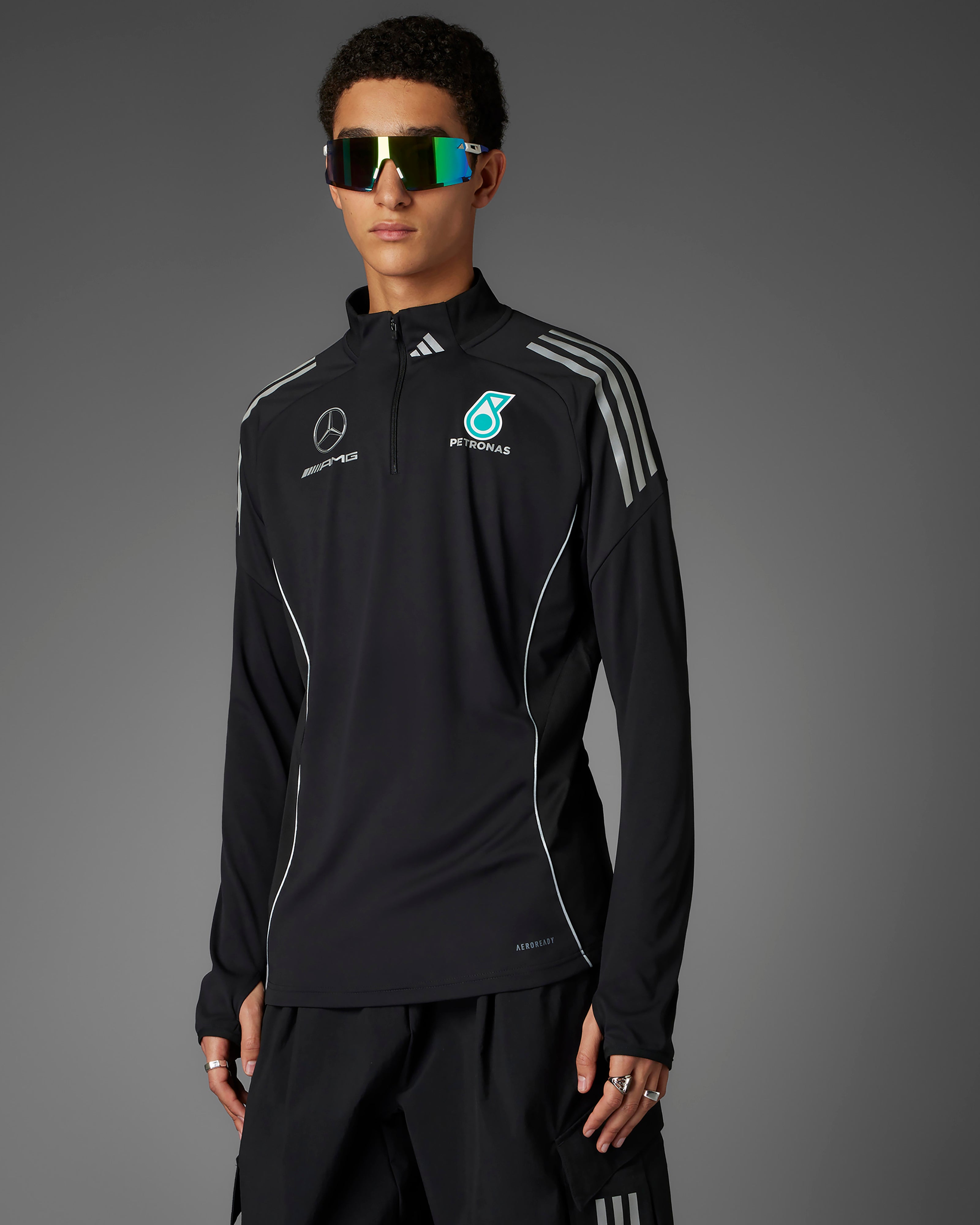 f1 team gear Mens 2025 Mechanics Top Black
