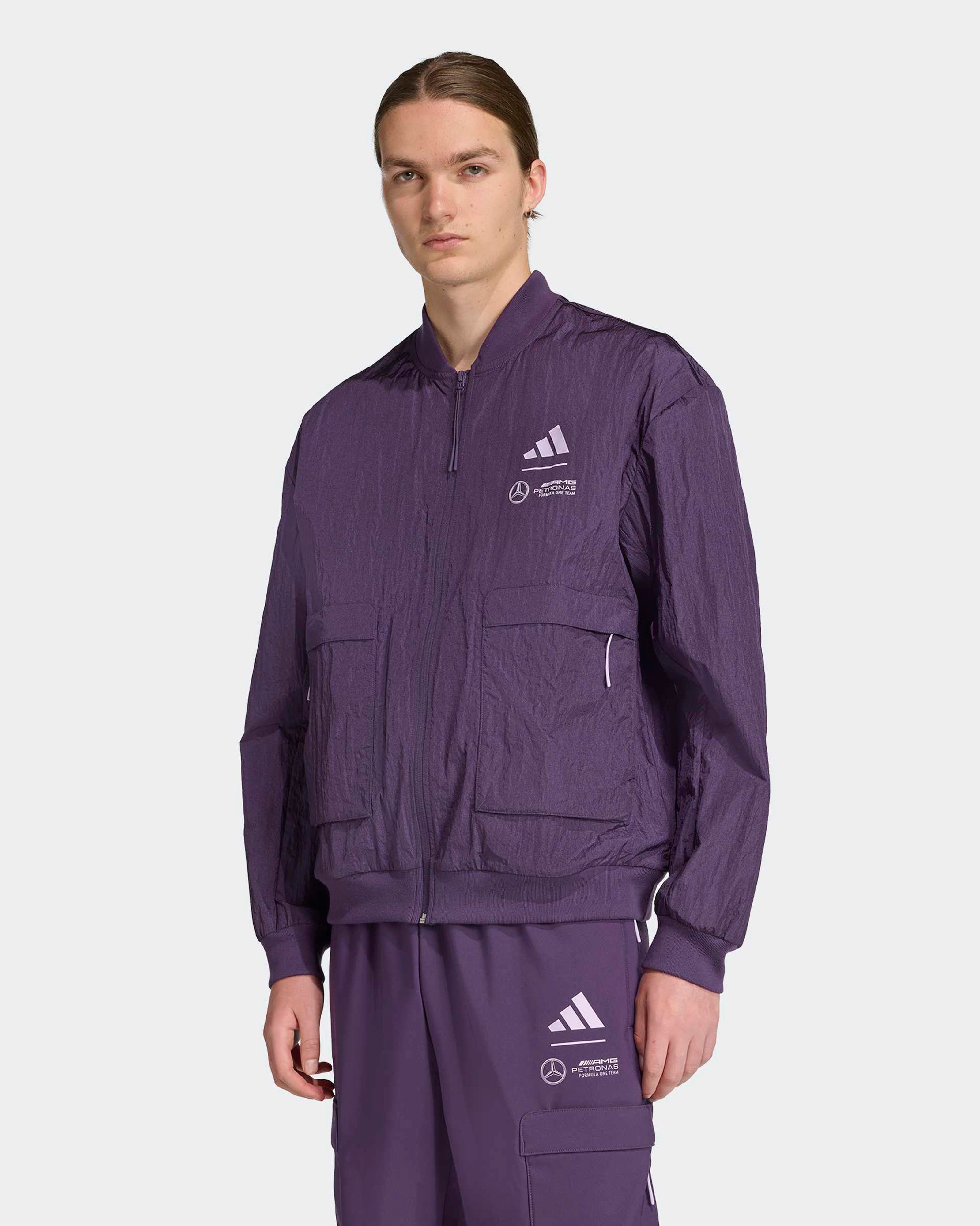 Mens Premium Woven Bomber Jacket Purple | Official Mercedes-AMG