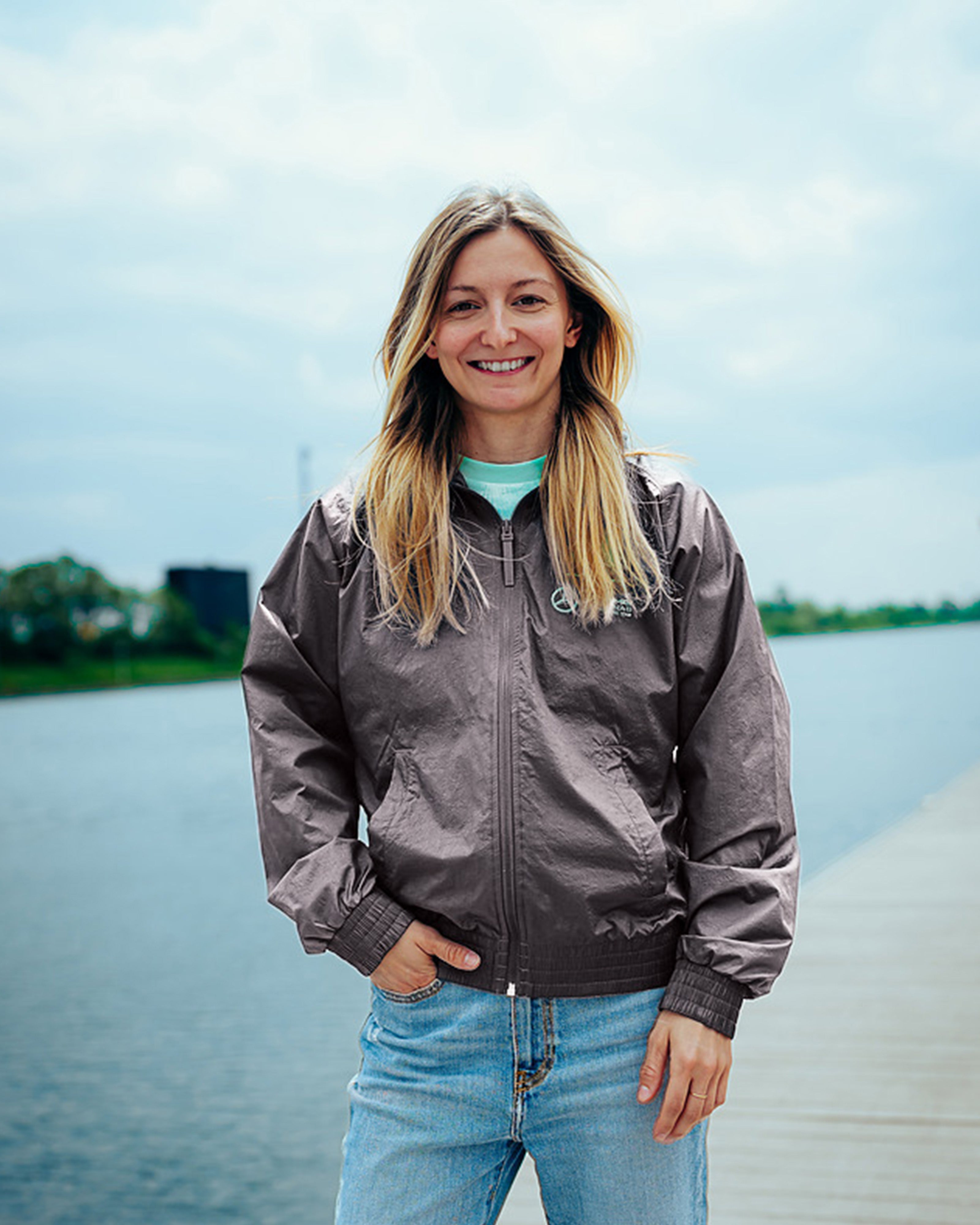 Womens Premium Woven Track Top Grey | Official Mercedes-AMG