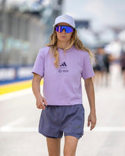 Womens Premium Woven Crop T-shirt Purple