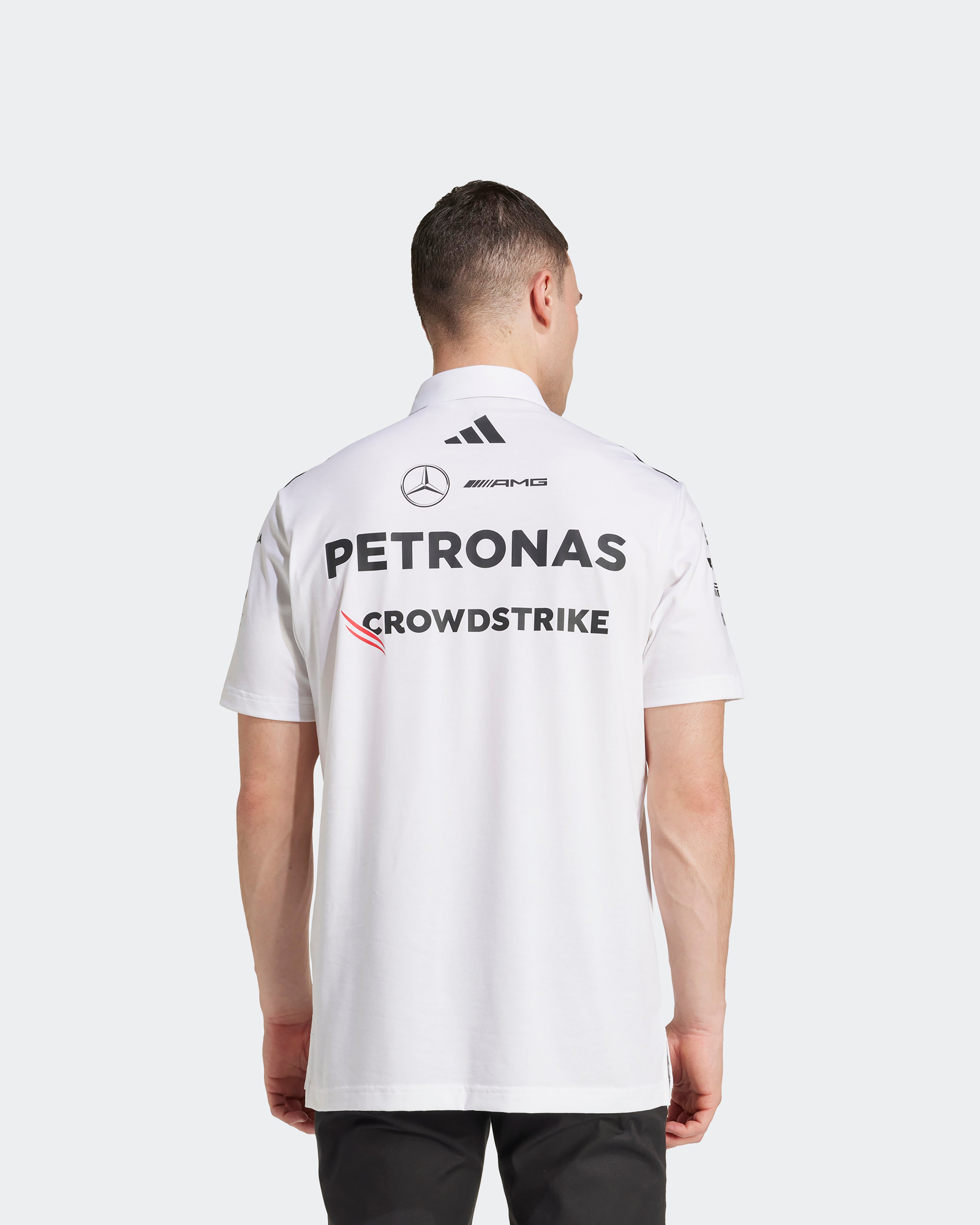 Mens 2025 Team Polo White | Official Mercedes-AMG PETRONAS F1 Team