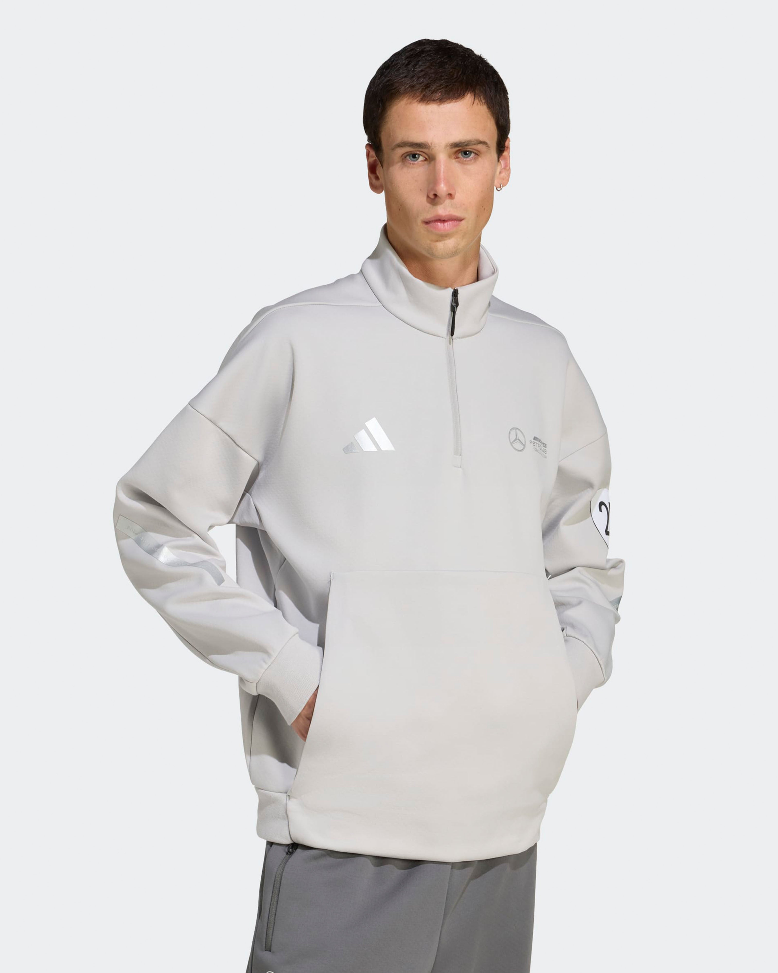 Mens Silver Arrows Quarter Zip Grey