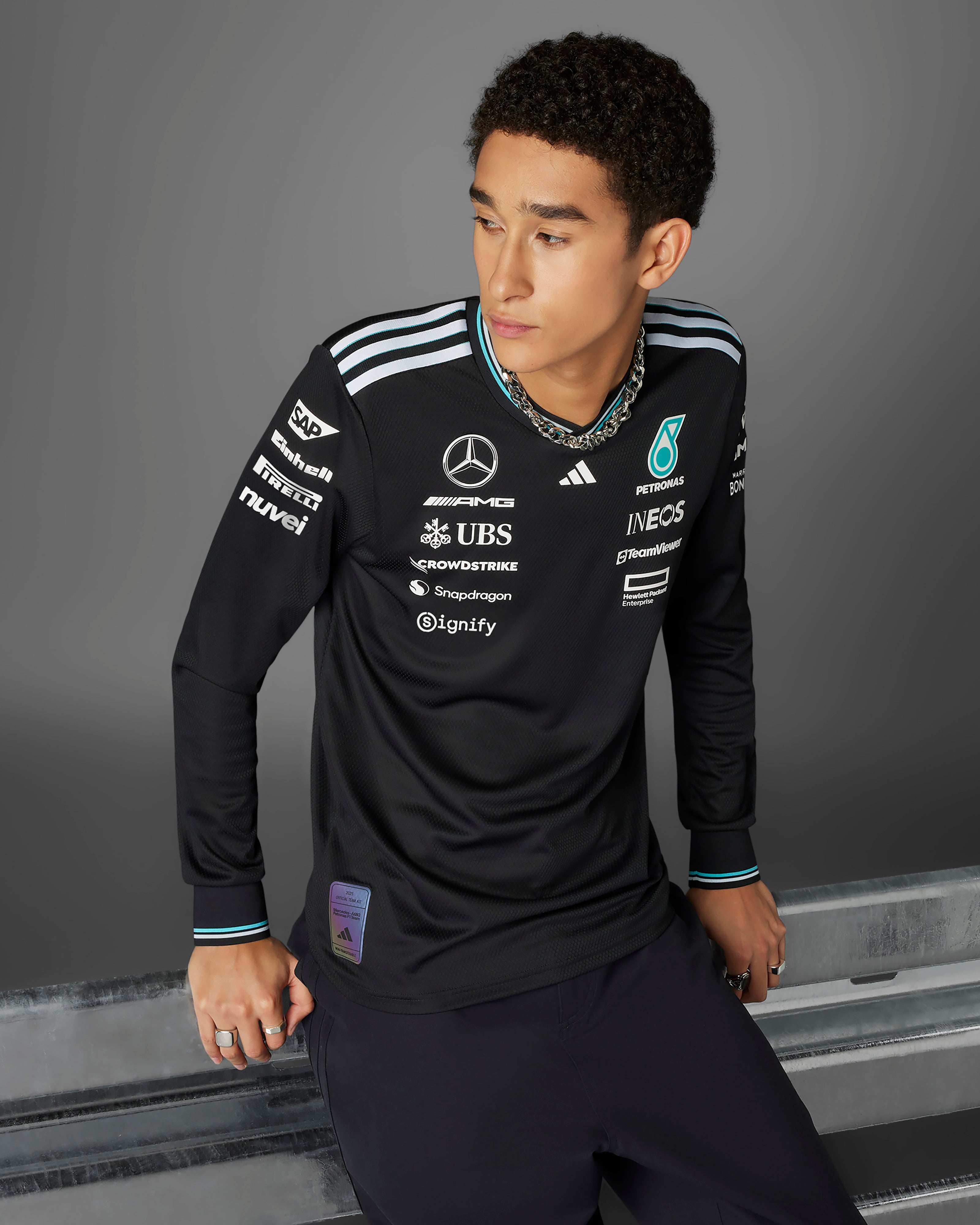 Mens 2025 Authentic Long Sleeve Driver Tee Black Official