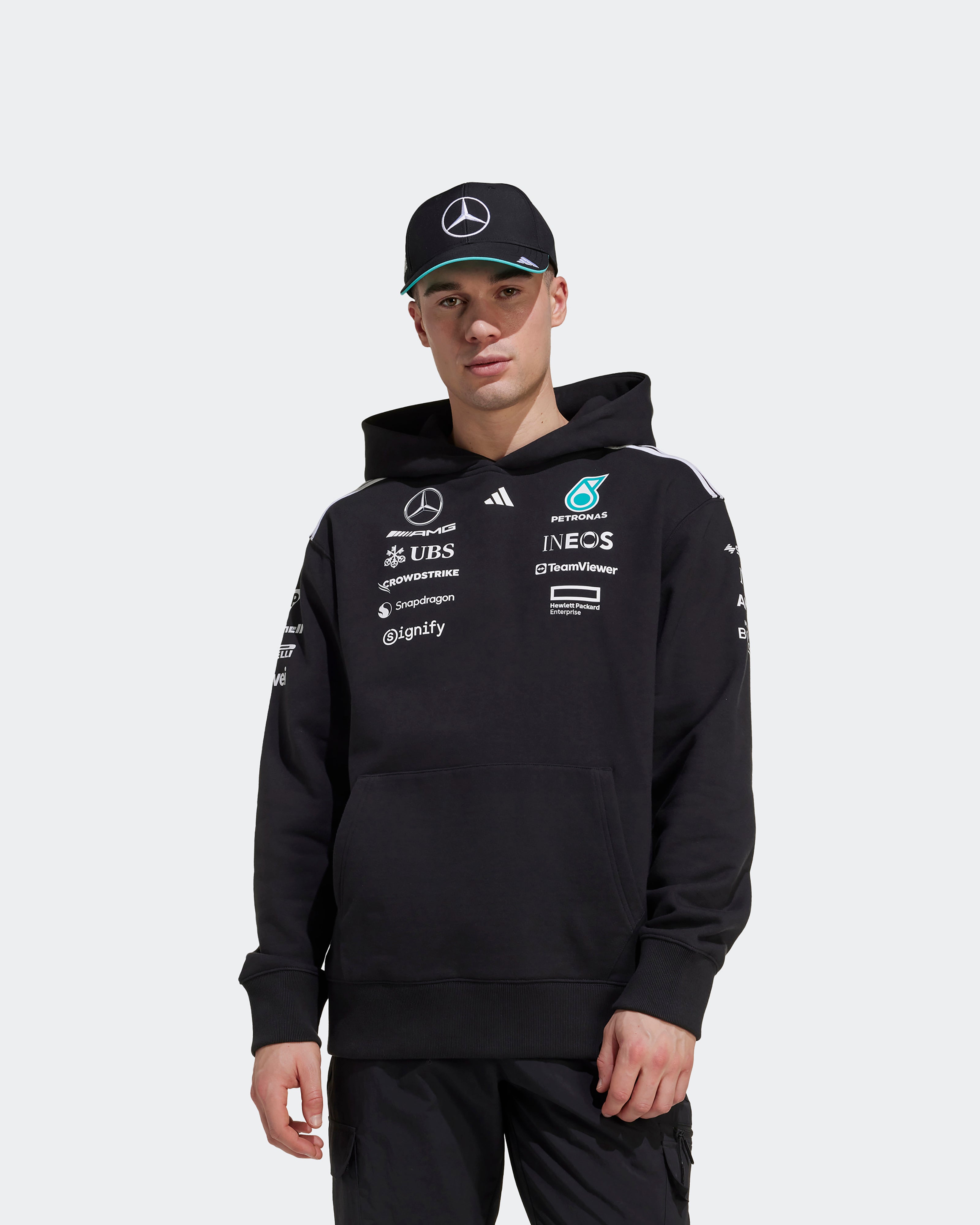 Mens 2025 Team Hoody Black | Official Mercedes-AMG PETRONAS F1