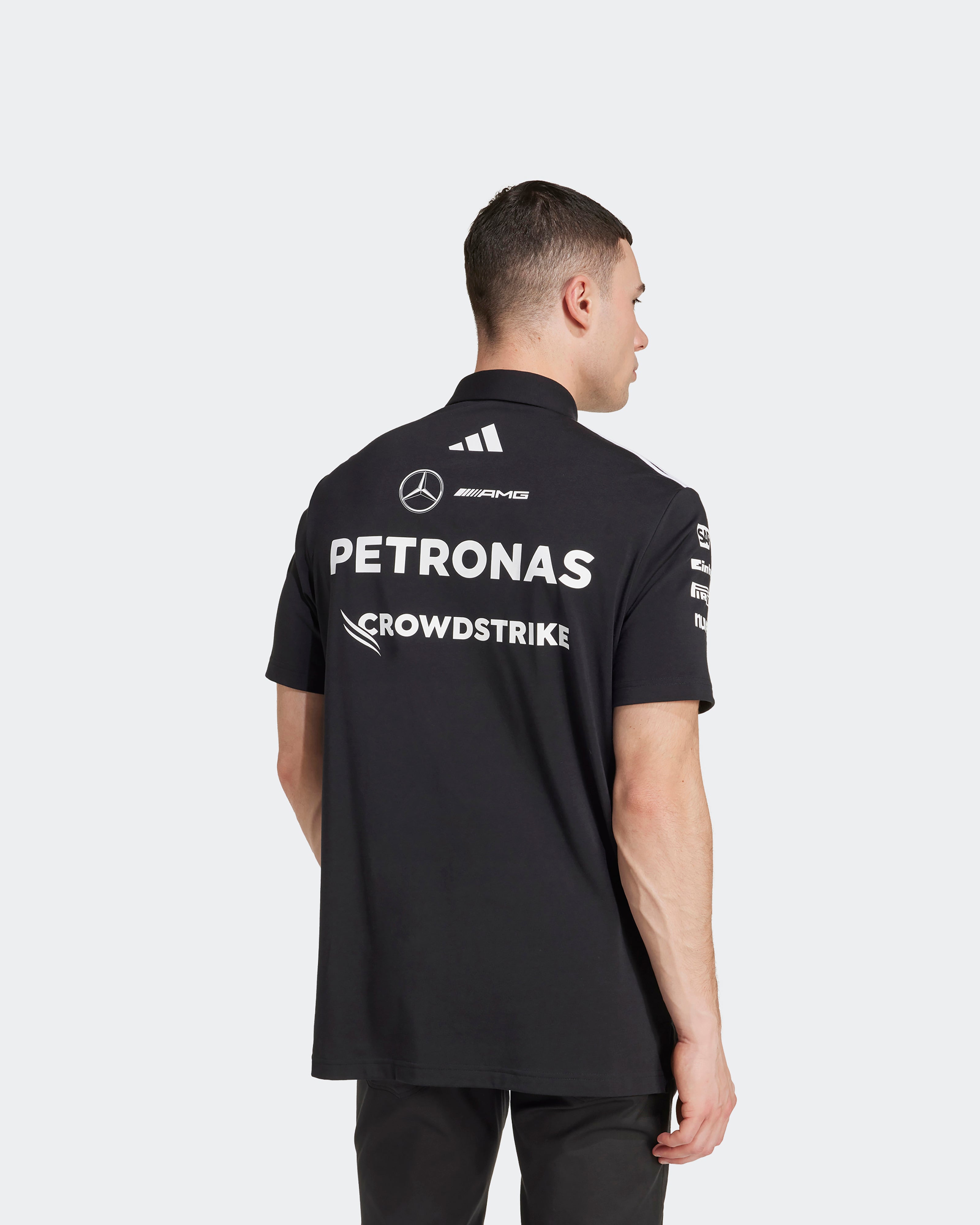 Mens 2025 Team Polo Black | Official Mercedes-AMG PETRONAS F1 Team