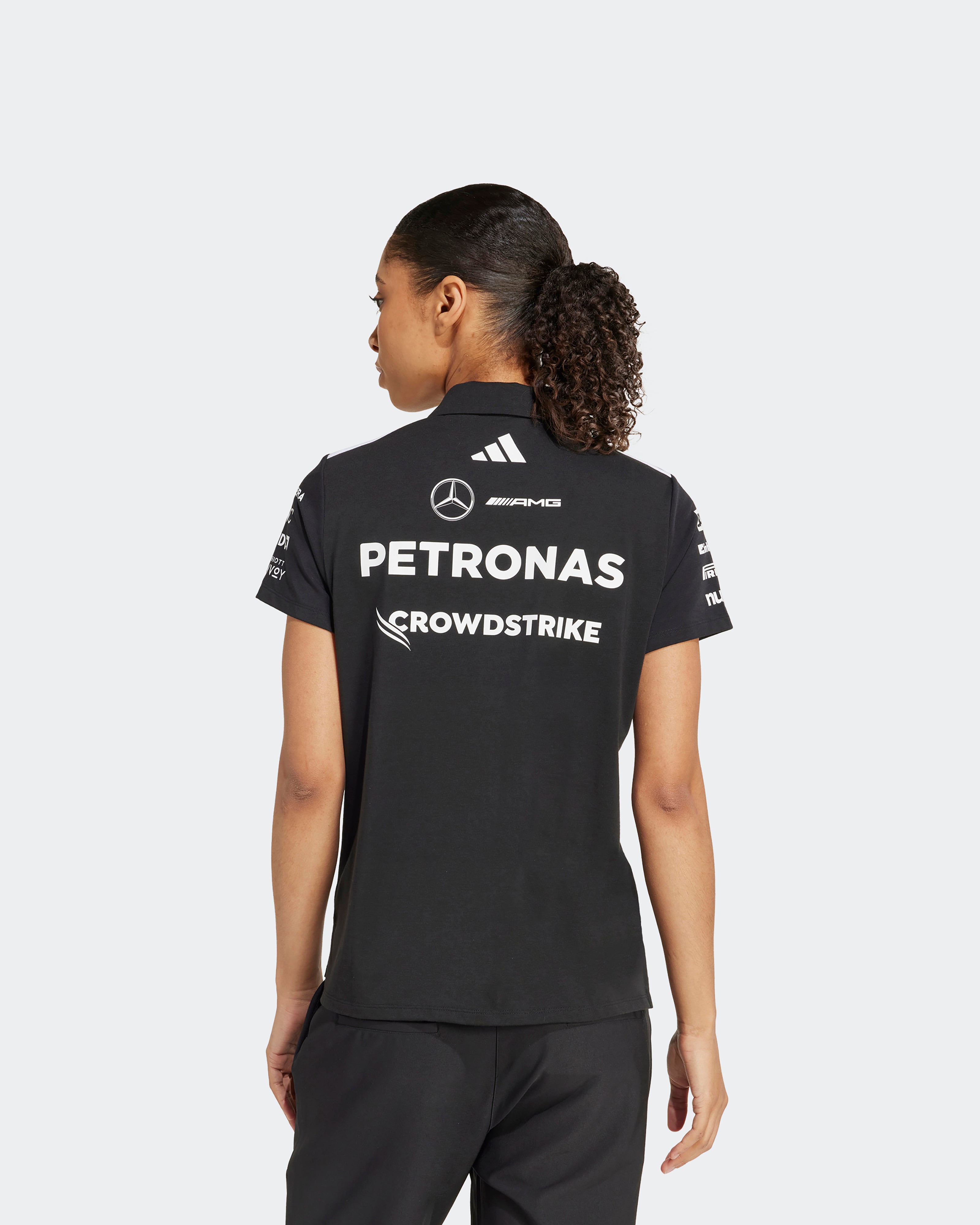 Womens 2025 Team Polo Black | Official Mercedes-AMG PETRONAS F1