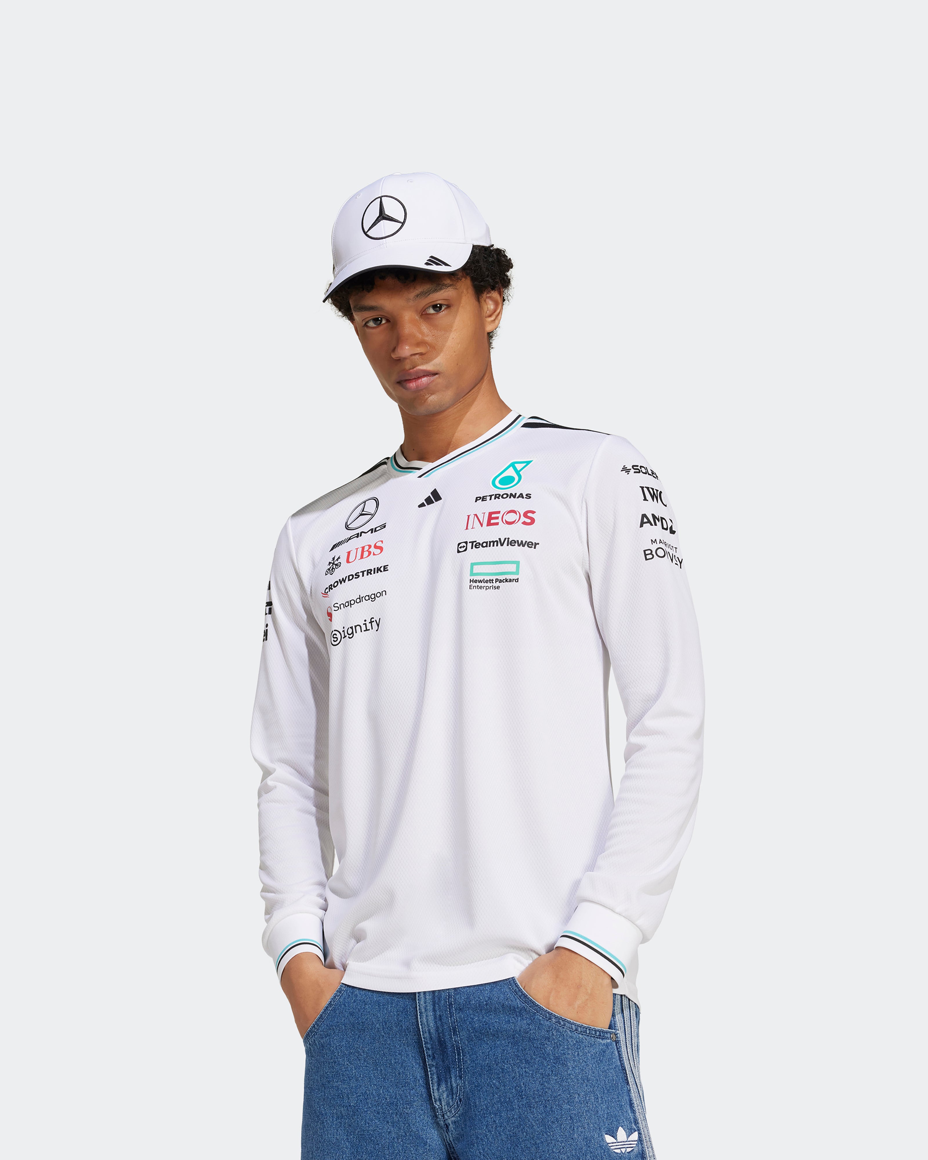 Mens 2025 Authentic Long Sleeve Driver Tee White | Official