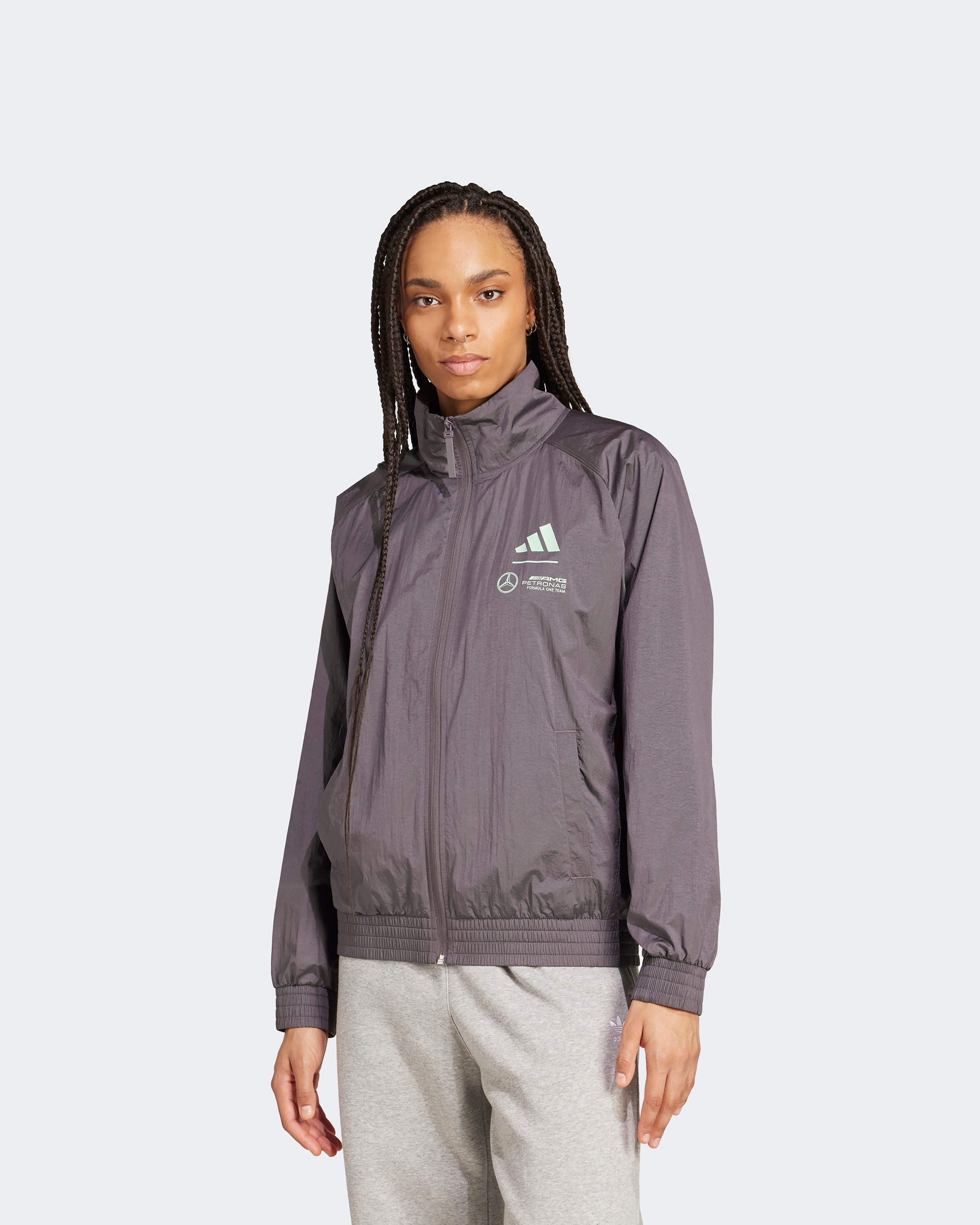 Womens Premium Woven Track Top Grey | Official Mercedes-AMG