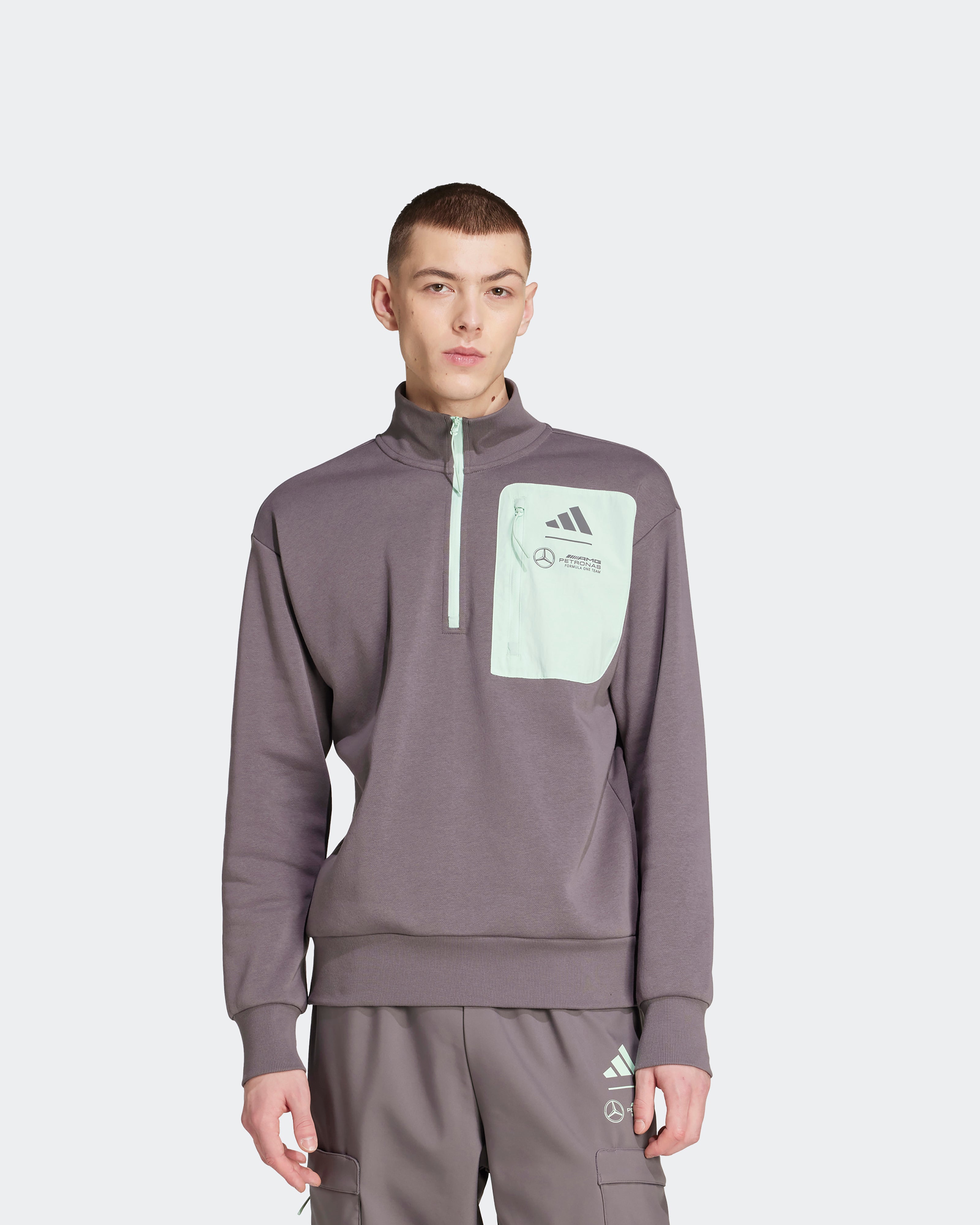 Mens Premium Woven Fleece Top Grey | Official Mercedes-AMG