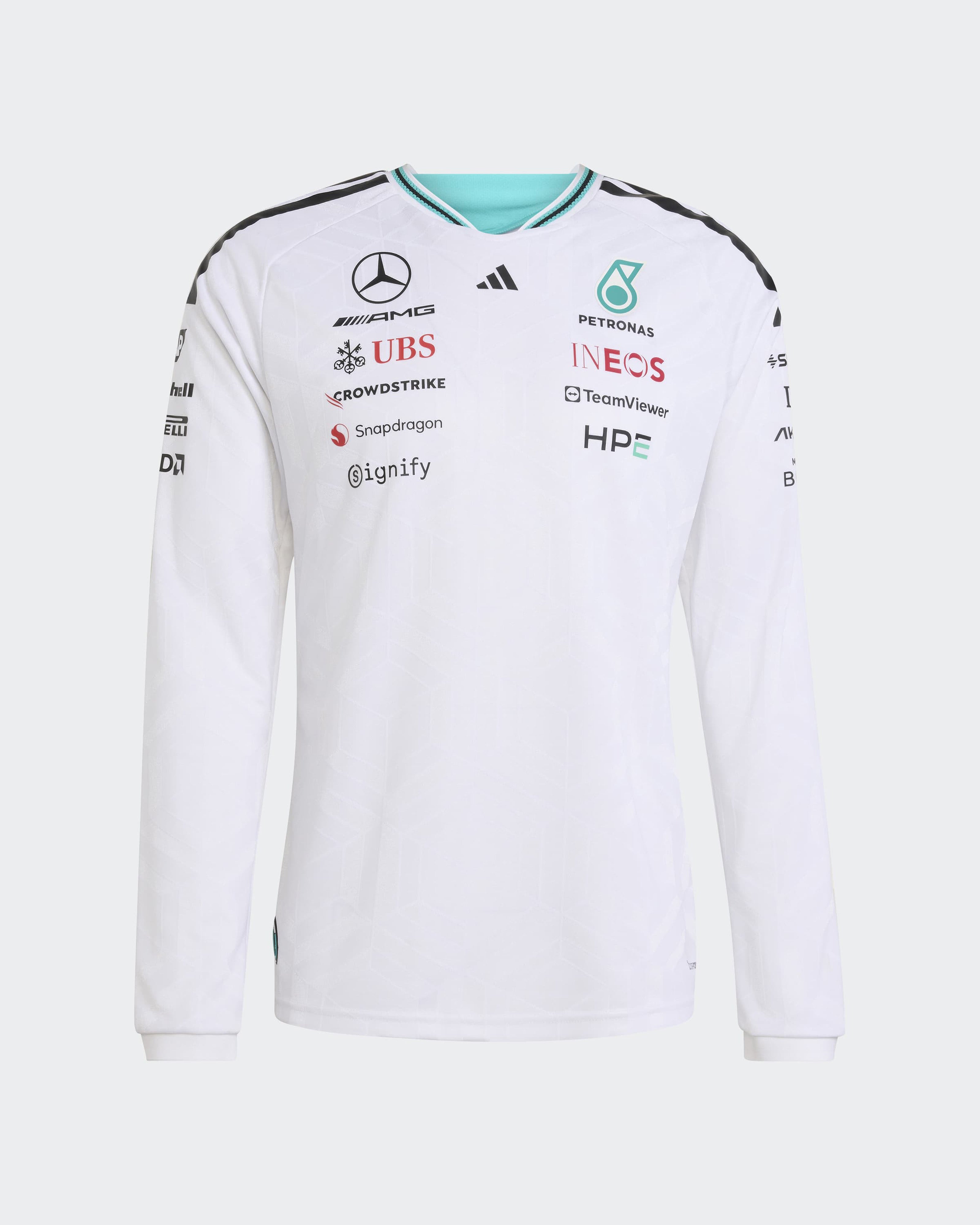 Mens 2026 Authentic Long-Sleeve Driver Tee White | Mercedes-AMG