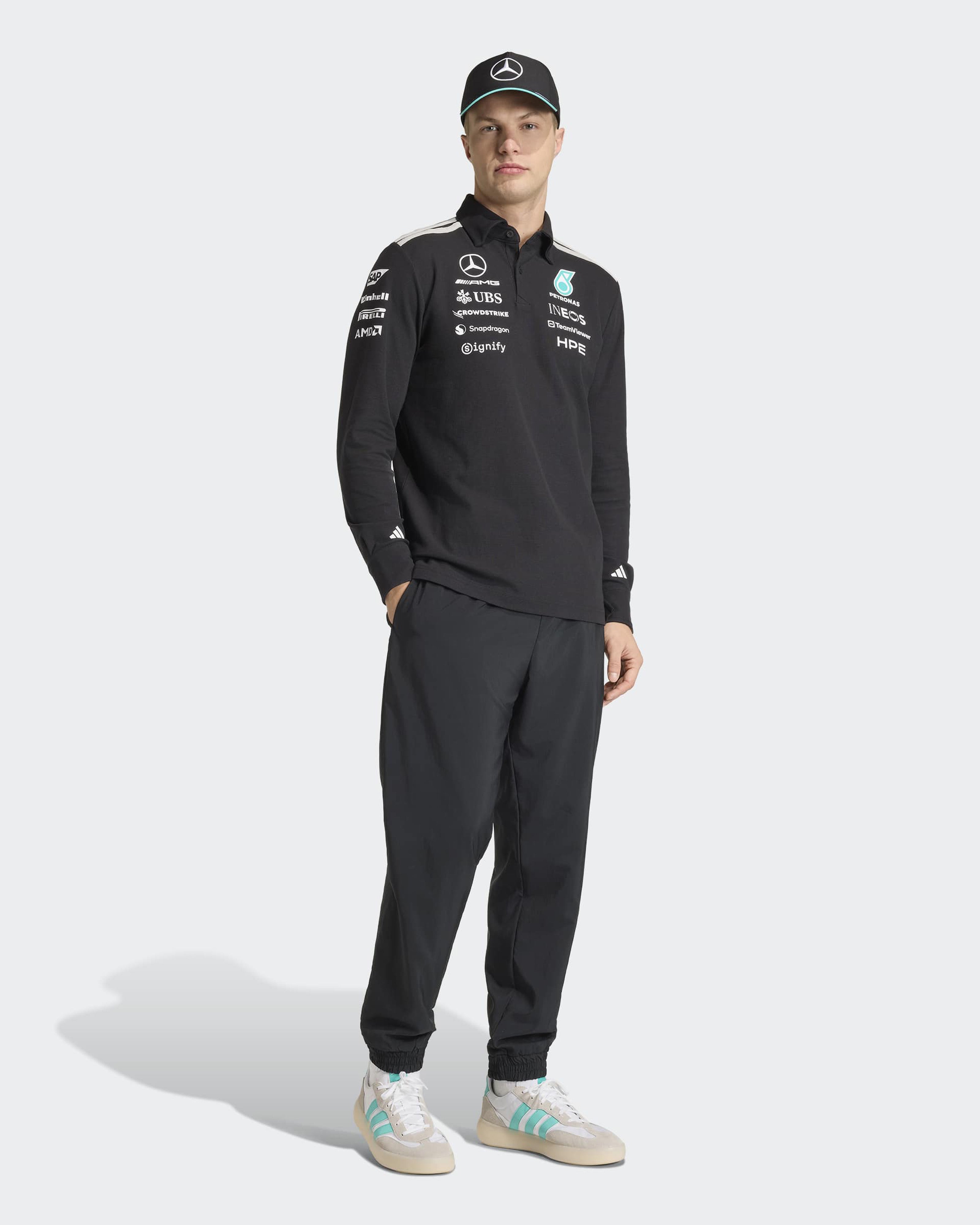 Official Mercedes-AMG PETRONAS F1 Team Men's 2026 Long-Sleeve Polo
