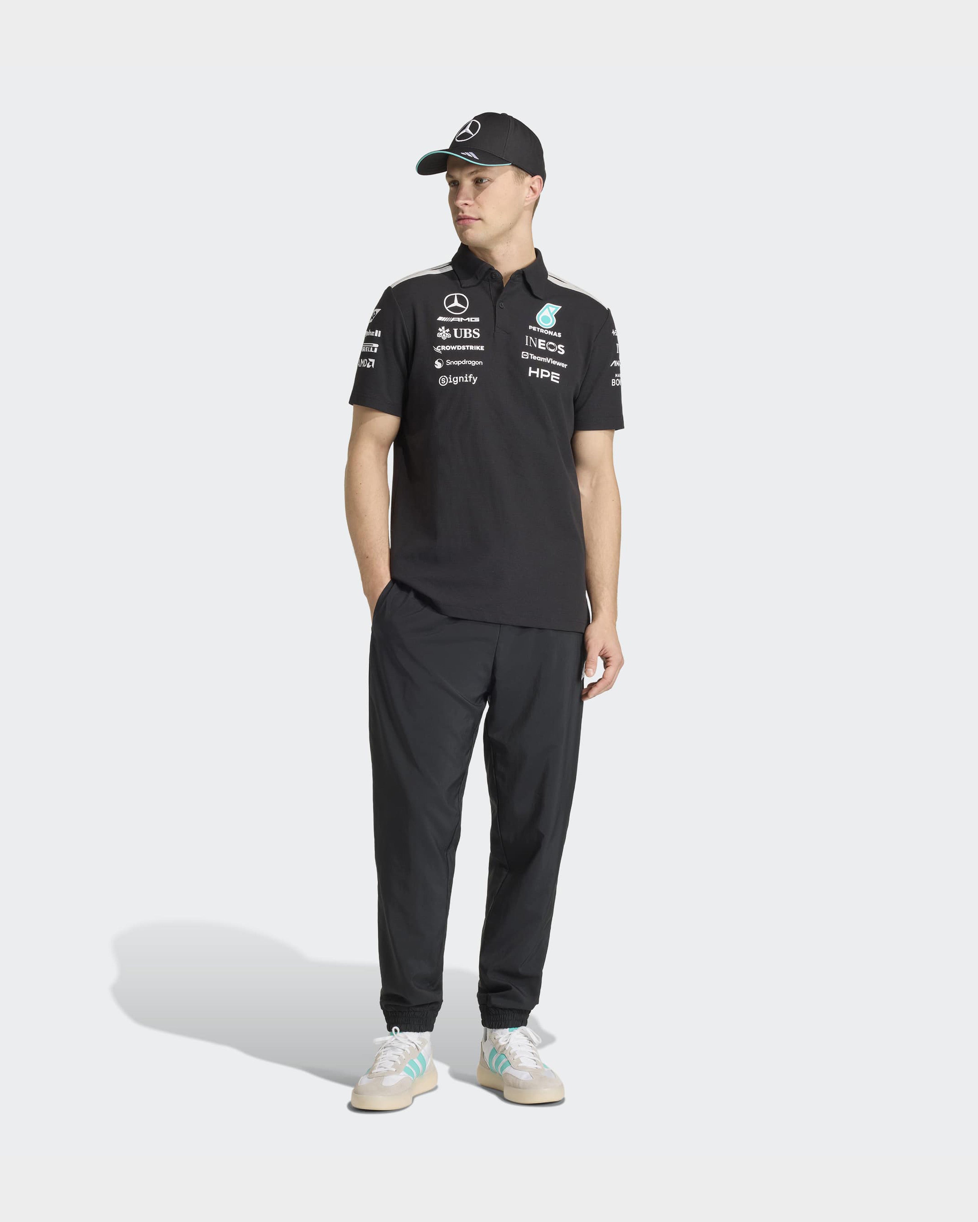 Men's 2026 Team Polo Shirt - Black | Mercedes-AMG Petronas F1