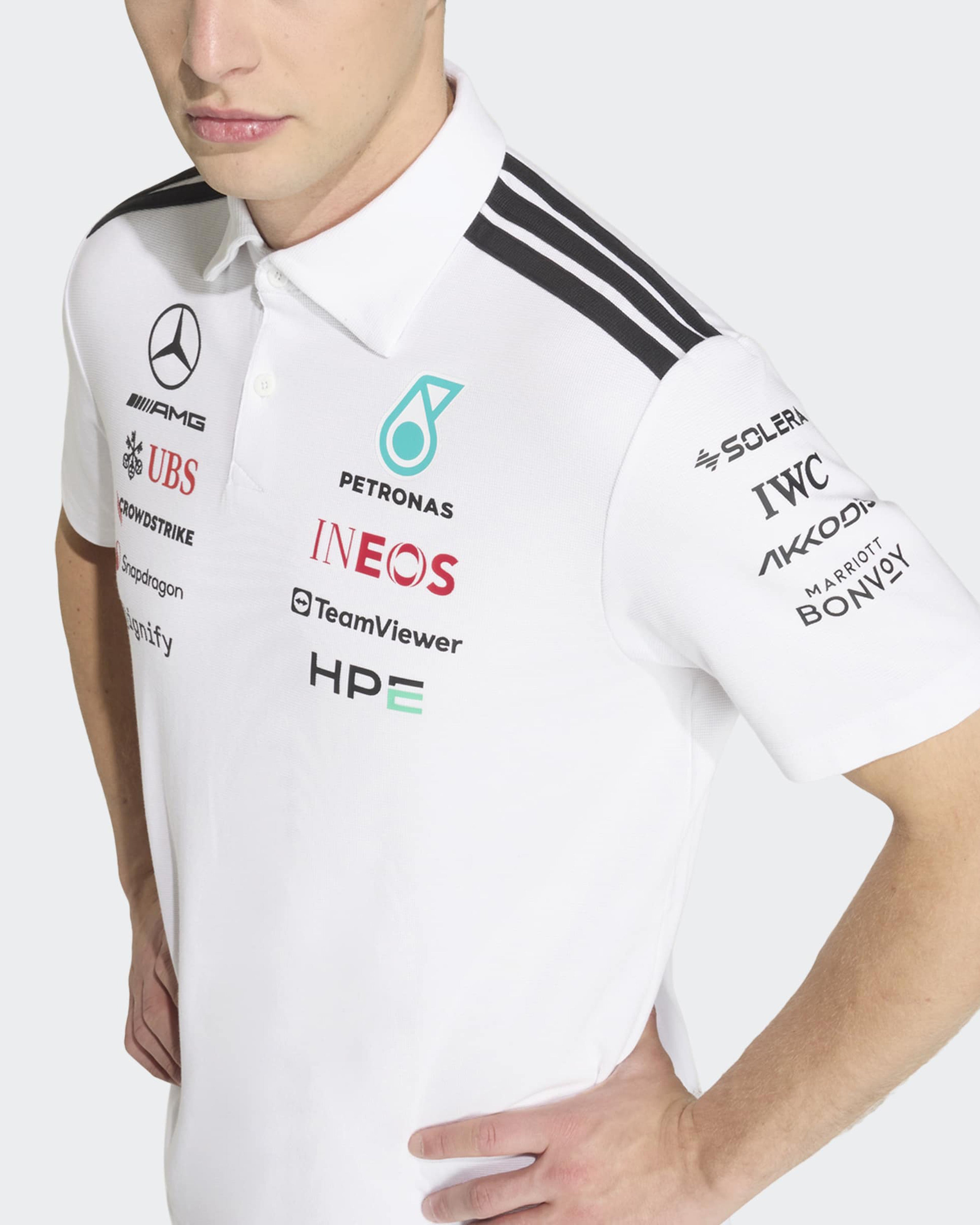 Official Men's 2026 Team Polo Shirt - White | Mercedes-AMG
