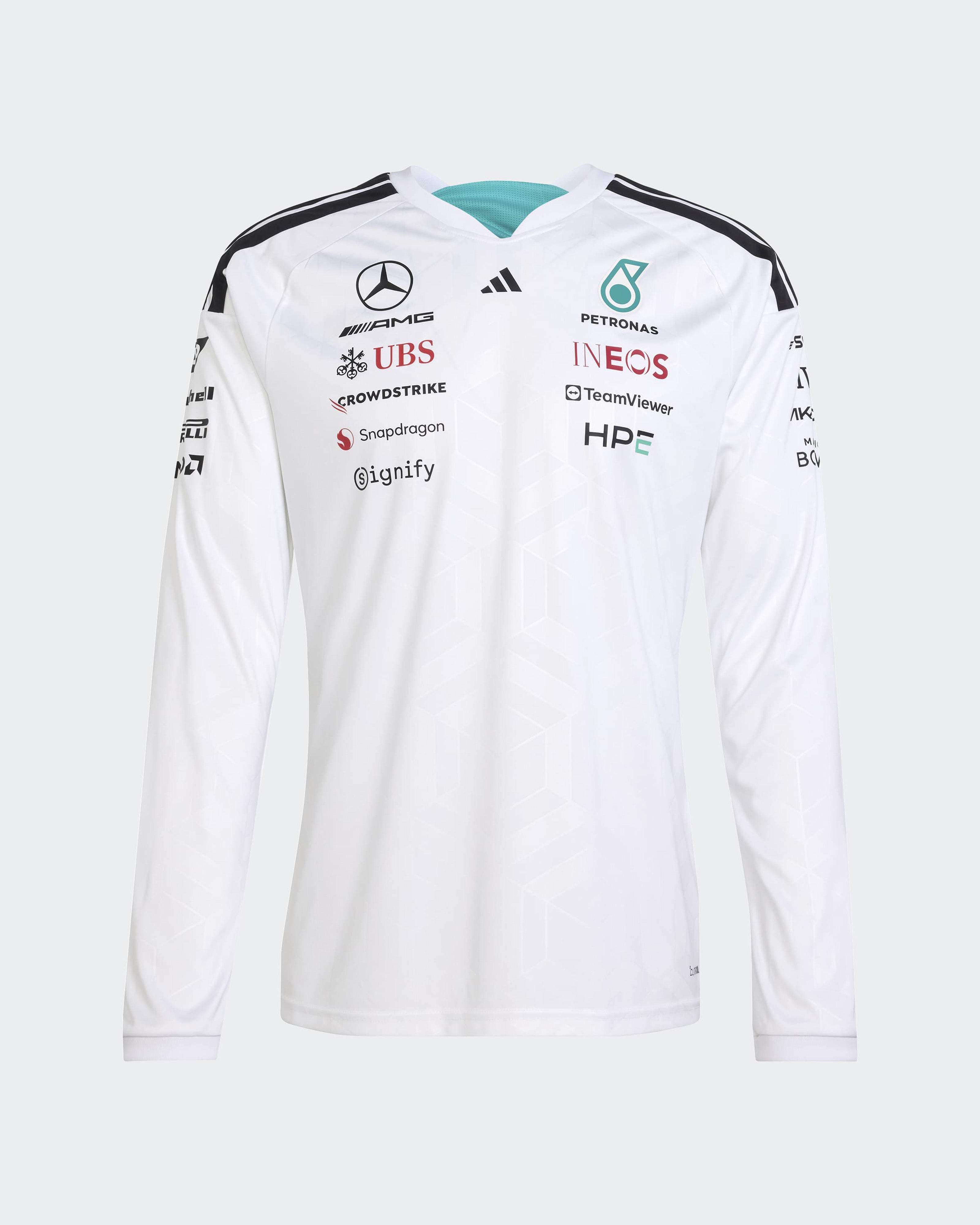 Men's 2026 Team Long-Sleeve Driver Tee White | Mercedes-AMG