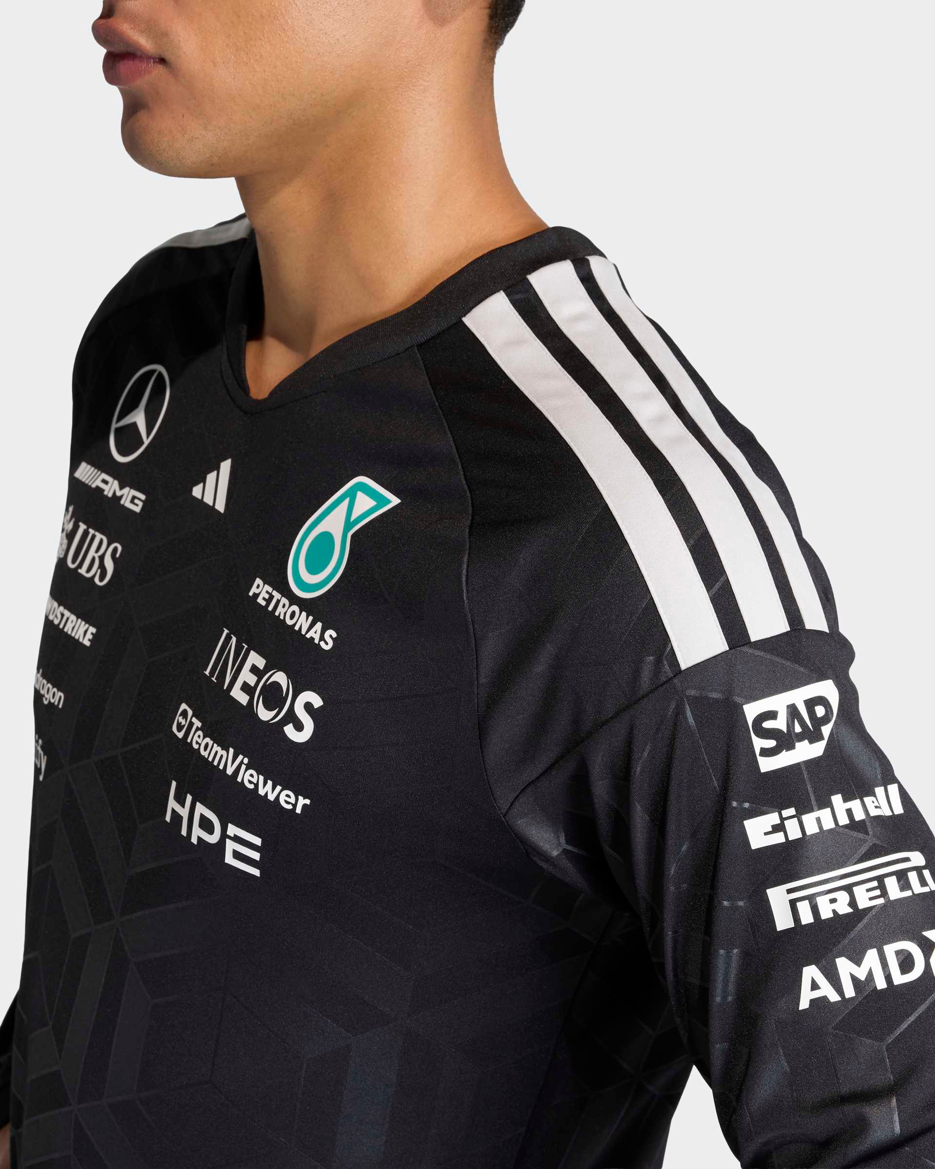Men's 2026 Team Long-Sleeve Driver Tee - Black | Mercedes-AMG
