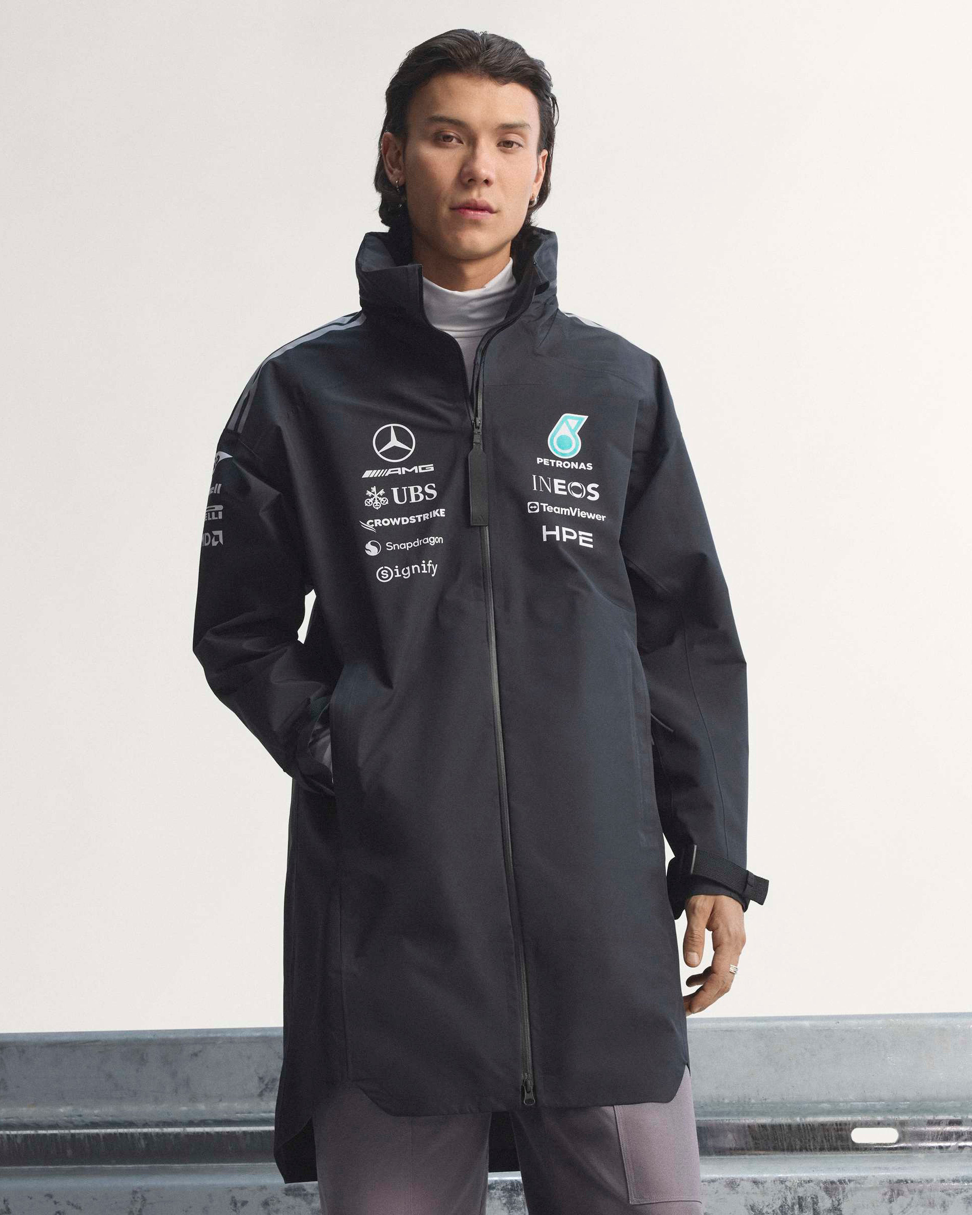 Men's 2026 Team Rain Parka - Black | Mercedes-AMG PETRONAS F1 Team