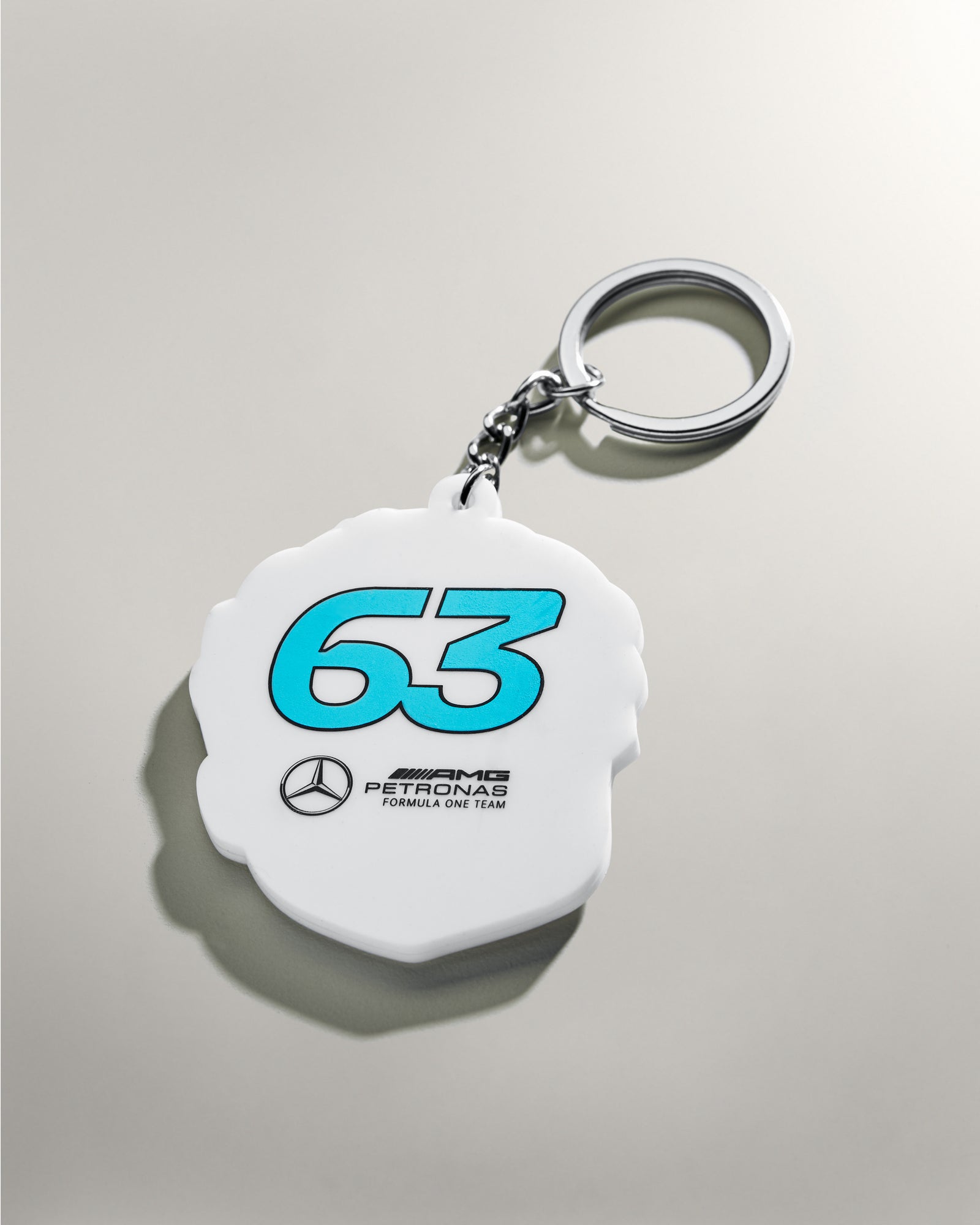 George Russell Caricature Keyring Blue