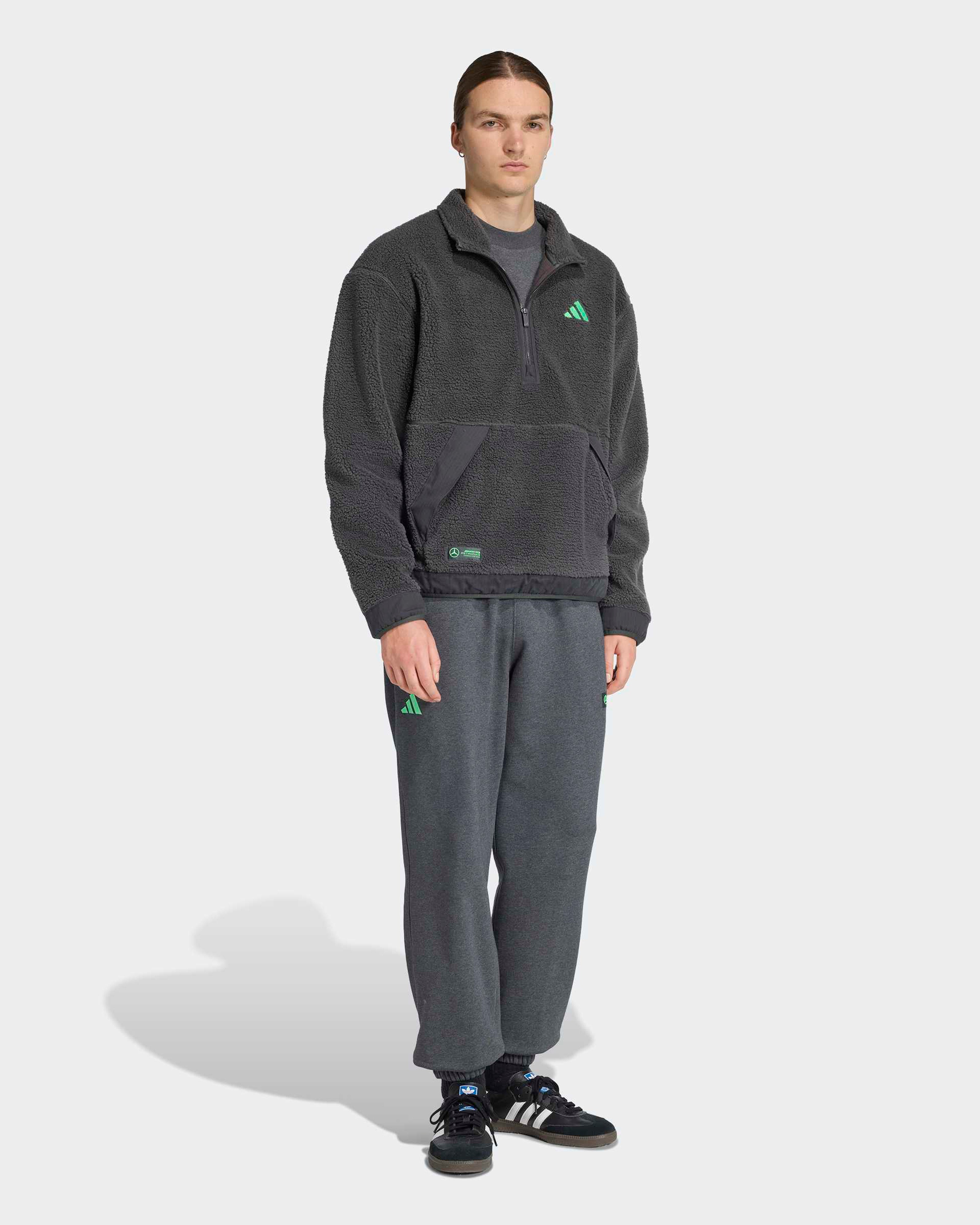 Mens Premium Sweat Quarter Zip Fleece Grey | Official Mercedes-AMG