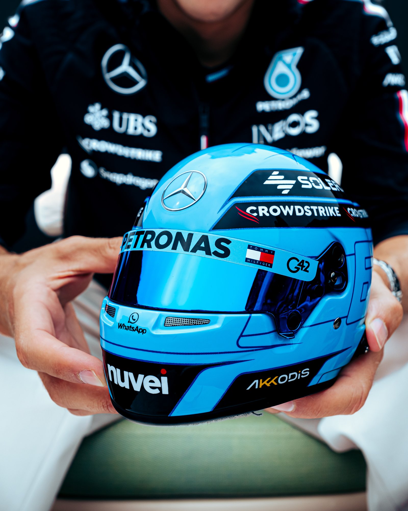 George Russell 2024 Mini Bell Helmet Replica 1:2