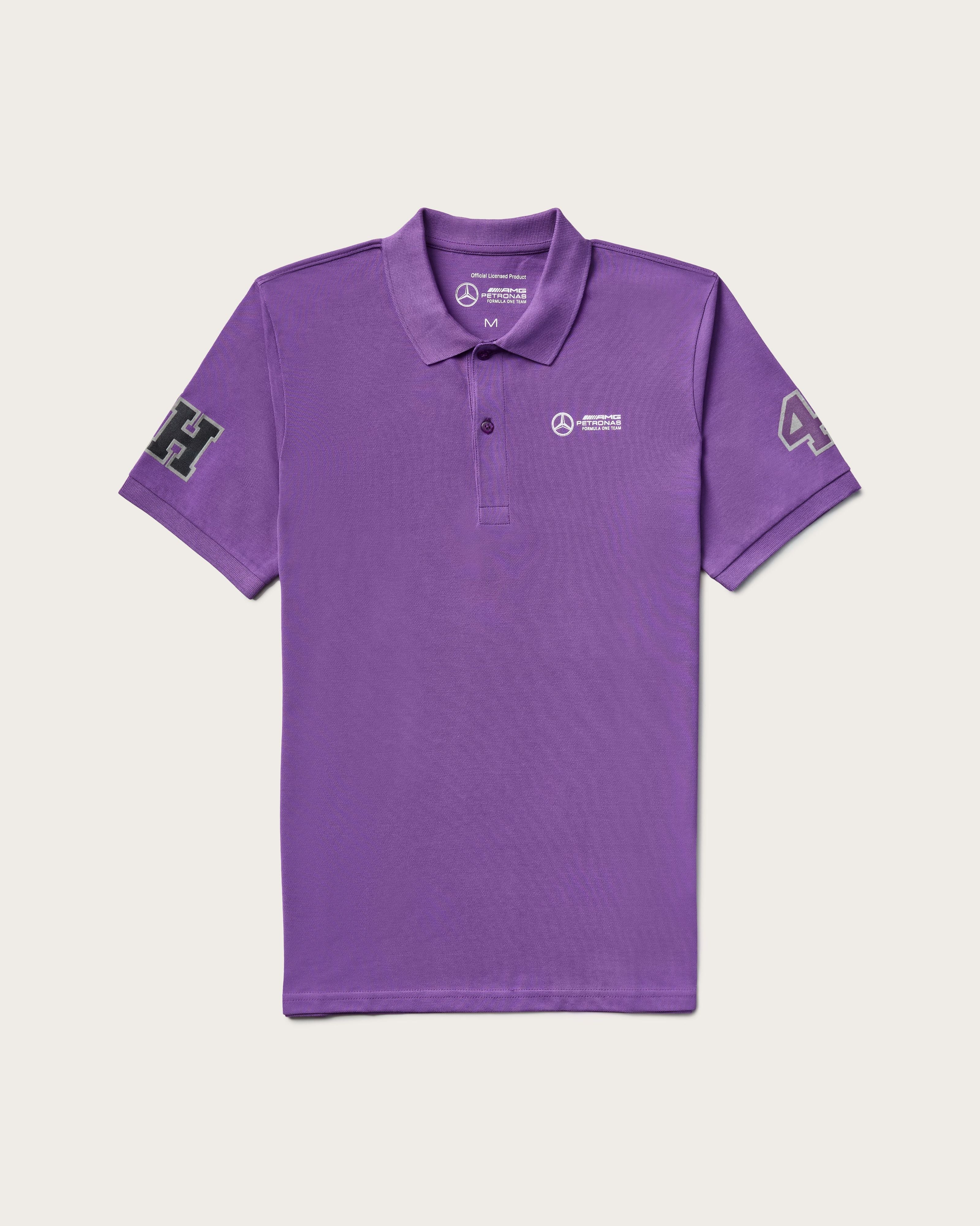 Mens Lewis Hamilton Polo Purple Official Mercedes AMG PETRONAS